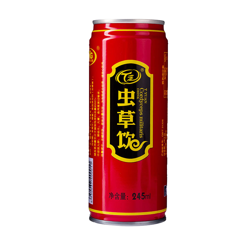 颜色随机T元虫草饮红色黄色包装245ml整箱24罐