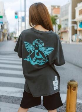 #FR2 月桃GETTO 小天使吸烟 水洗做旧限定 男女情侣宽松短袖T恤潮