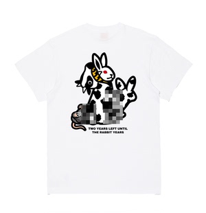 #FR2 牛年限定 COW奶牛大白兔 男女情侣圆领宽松短袖T恤潮