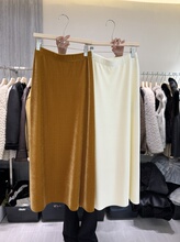 摩登Mdeng松紧高腰金丝绒直筒半身裙女25冬季中长款加绒A字裙7850