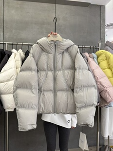 Der.moookka韩系短款 连帽羽绒服女2025冬百搭90白鸭绒加厚面包服
