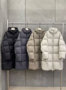 Der.moookka中长款 连帽羽绒服女25冬MOCHA90白鸭绒宽松保暖外套