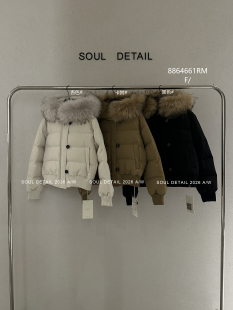 SOUL素予貉子毛领连帽羽绒服女2026冬新款90白鸭绒小个子保暖外套