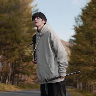 E2023冬装男女款卫衣400g连帽纯色宽松套头衫学生加绒外套潮