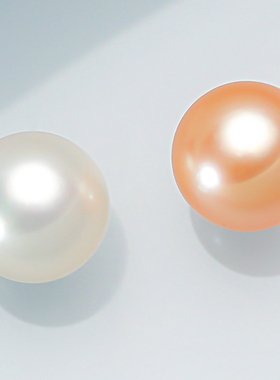 一颗天然珍珠正圆极强光无暇单颗裸珠白紫色diy做吊坠耳坠路路通