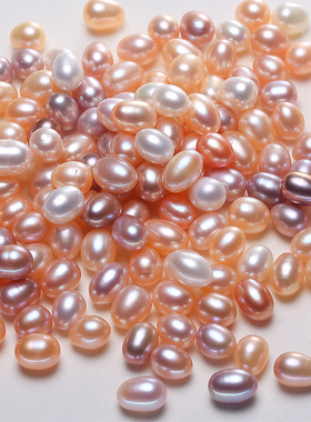 天然颗粒珍珠水滴强光白色有眼带孔穿孔diy手链项链