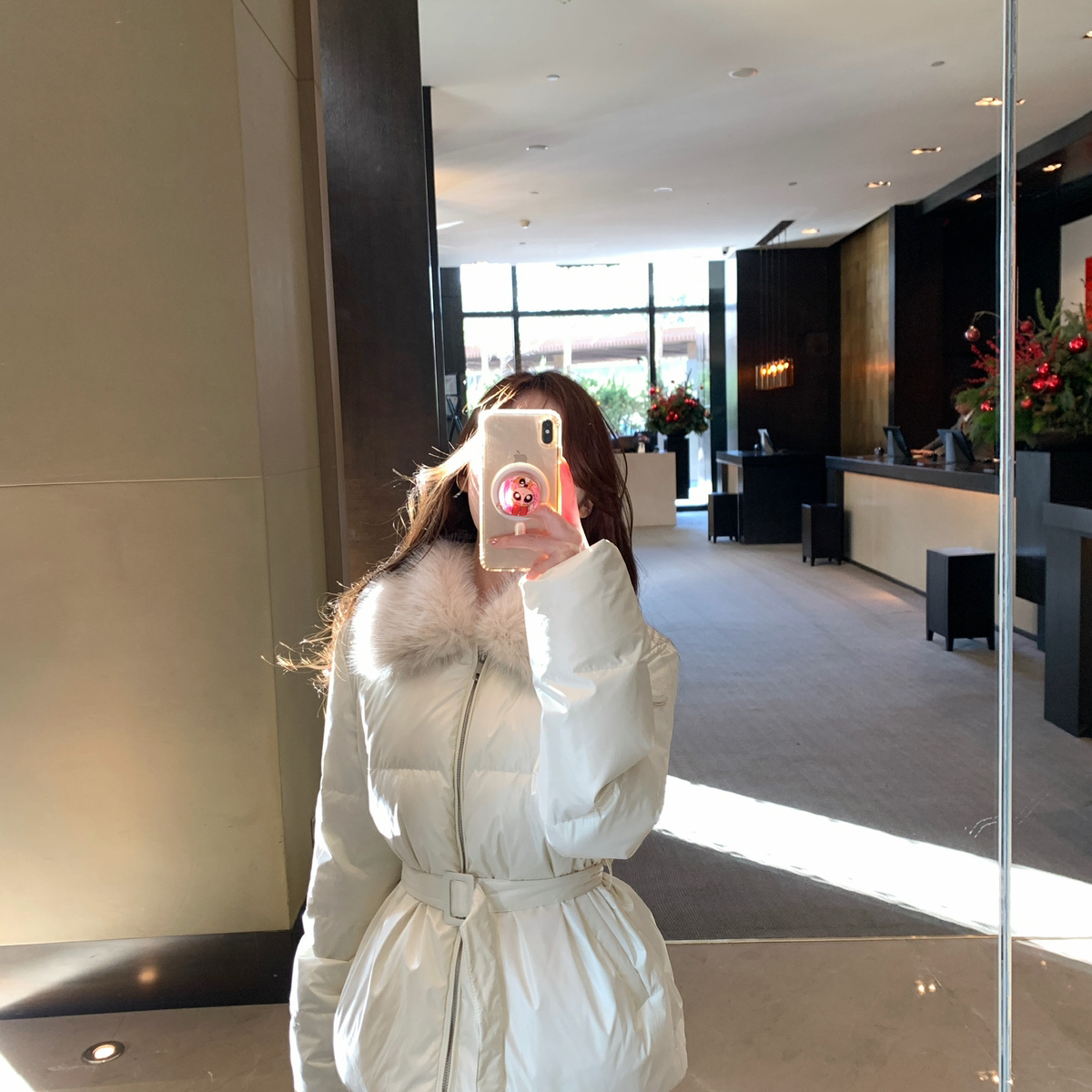 AS OFFICIAL-冬季保暖蓬松收腰羽绒服(配腰带)(含50白鸭绒)25988