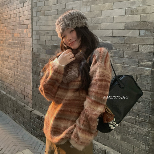 MZI STUDIO-圆领中性随感百搭休闲宽松保暖毛衣A80353#
