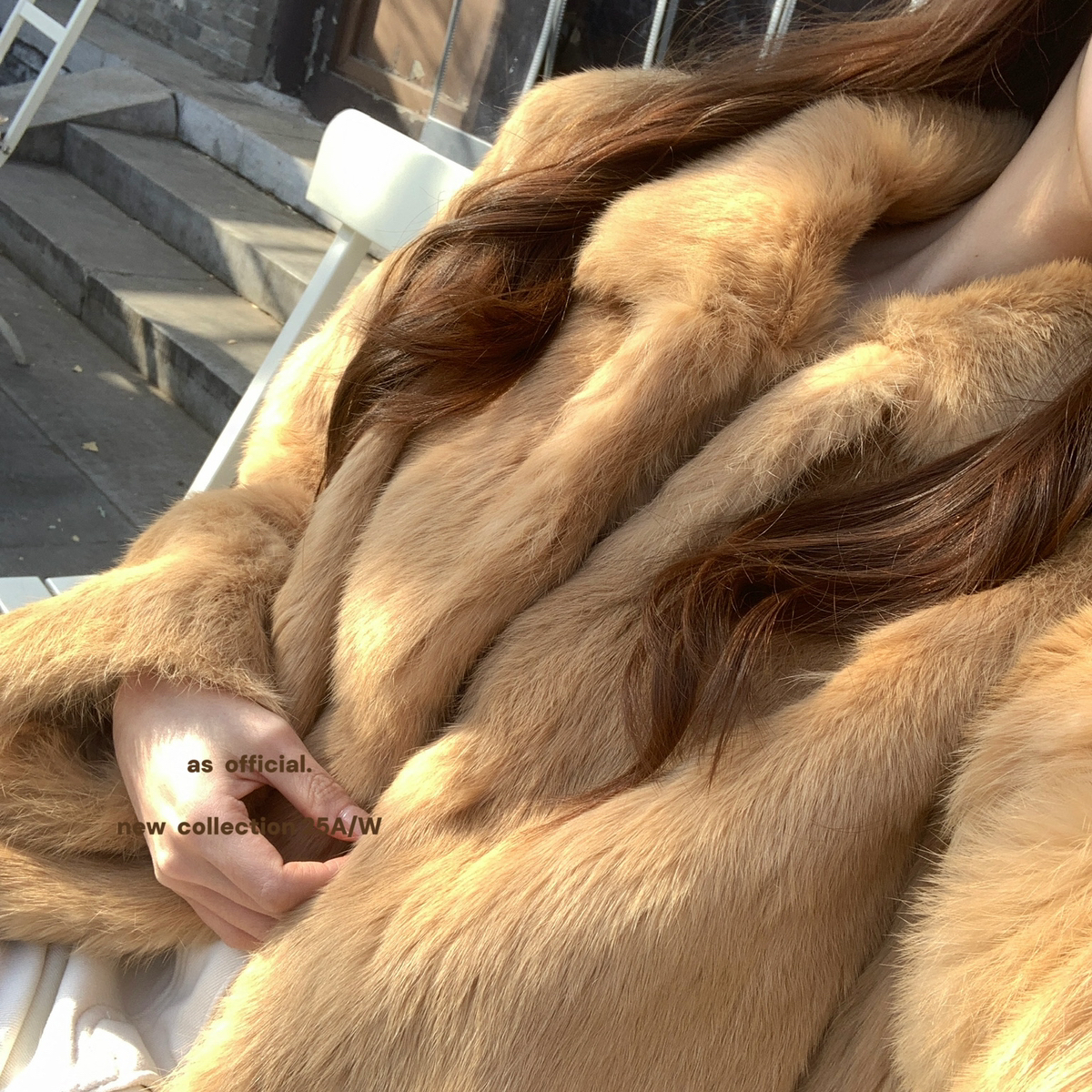 AS OFFICIAL-冬季时尚优雅真兔毛皮草冬季毛毛短外套26019