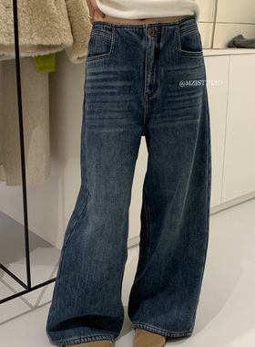 MZI STUDIO-冬韩系复合绒质感亲肤柔软舒适保暖时髦牛仔裤19103##