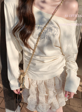 AS OFFICIAL-6年早春温柔奶油色系波点图案松紧腰设计半身裙26209