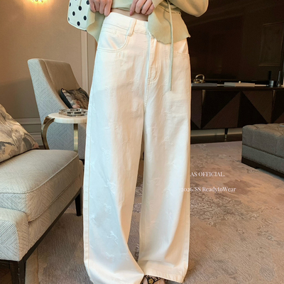 AS OFFICIAL-百搭不挑腿型老客都在入·蝴蝶结刺绣阔腿牛仔裤5027