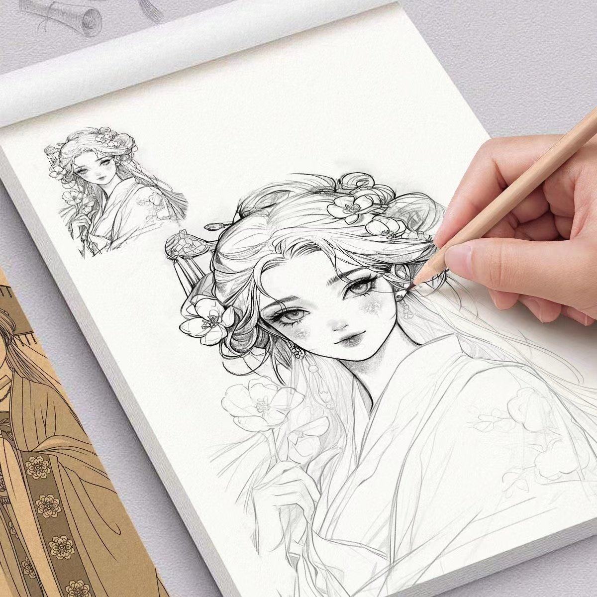 动漫人物描摹本素描漫画基础入门手绘儿童线描动漫临摹零基础画画