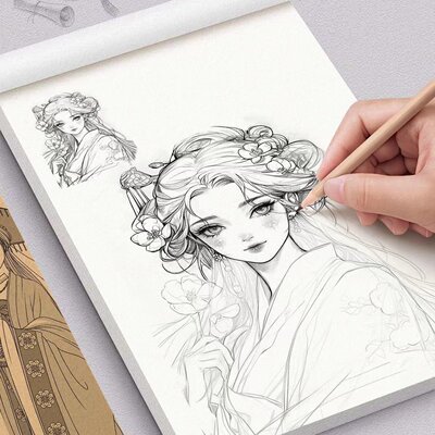 动漫人物描摹本素描漫画基础入门手绘儿童线描动漫临摹零基础画画