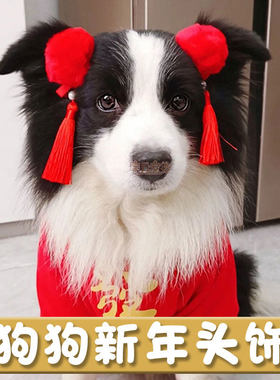 宠物狗狗专用新年红色发夹泰迪比熊小发夹蝴蝶结头饰边牧过年装饰