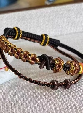 双层桃花双联结手工编织红绳手链