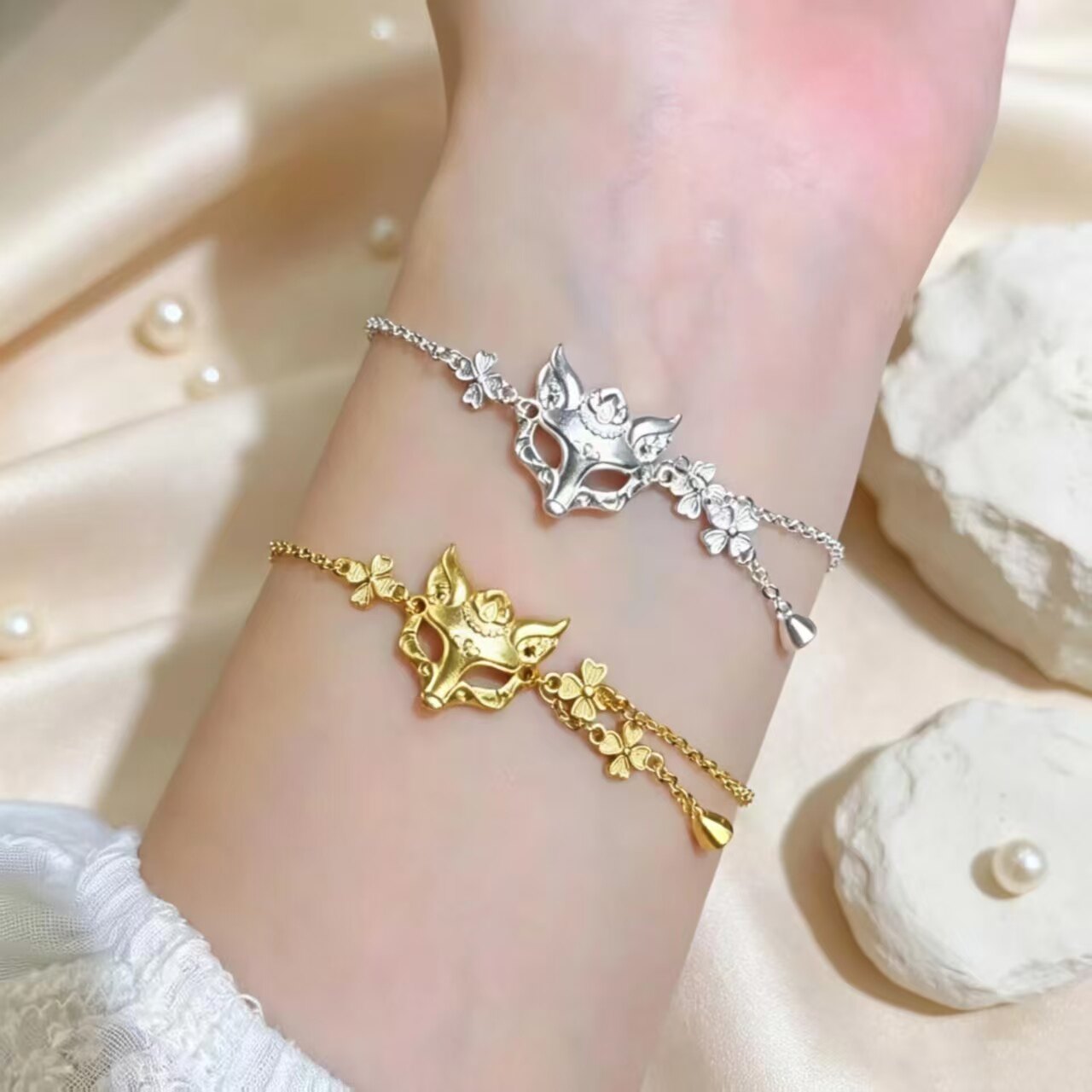 S999银古法金灵狐面具手饰送女友