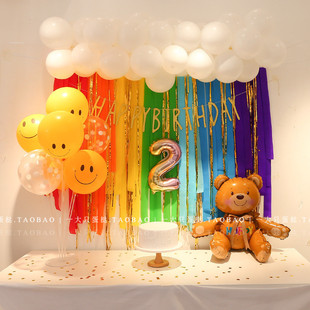 饰儿童成人生日布置派对用品彩虹背景套装 小红书生日布置气球装
