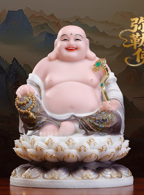 汉白玉弥勒佛大肚笑佛像客厅摆件