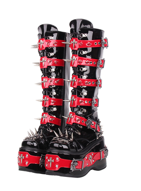 2025经典新品Lolita PUNK靴圆头重工装饰松糕厚底拉链朋克靴M312