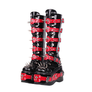 2025经典新品Lolita PUNK靴圆头重工装饰松糕厚底拉链朋克靴M312