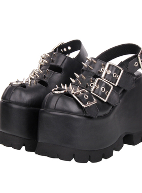 2025新品朋克凉鞋 包头多带铆钉 厚底松糕凉鞋L396