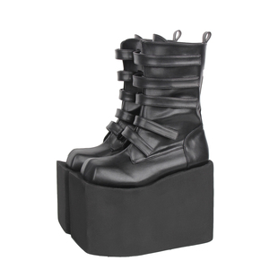 2025新品 超高跟方头魔术贴皮带松糕厚底中筒靴M474 朋克PUNK靴