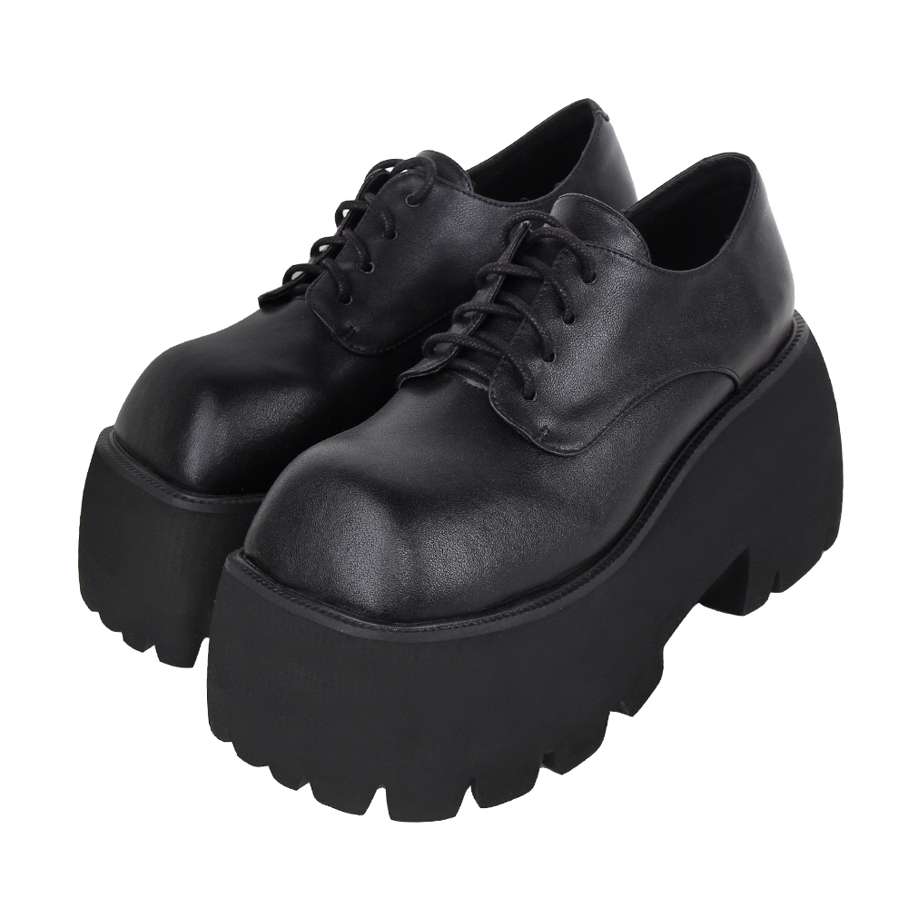 真皮款 2024春季新品Lolita punk鞋特殊头型系带梅花底松糕C3718