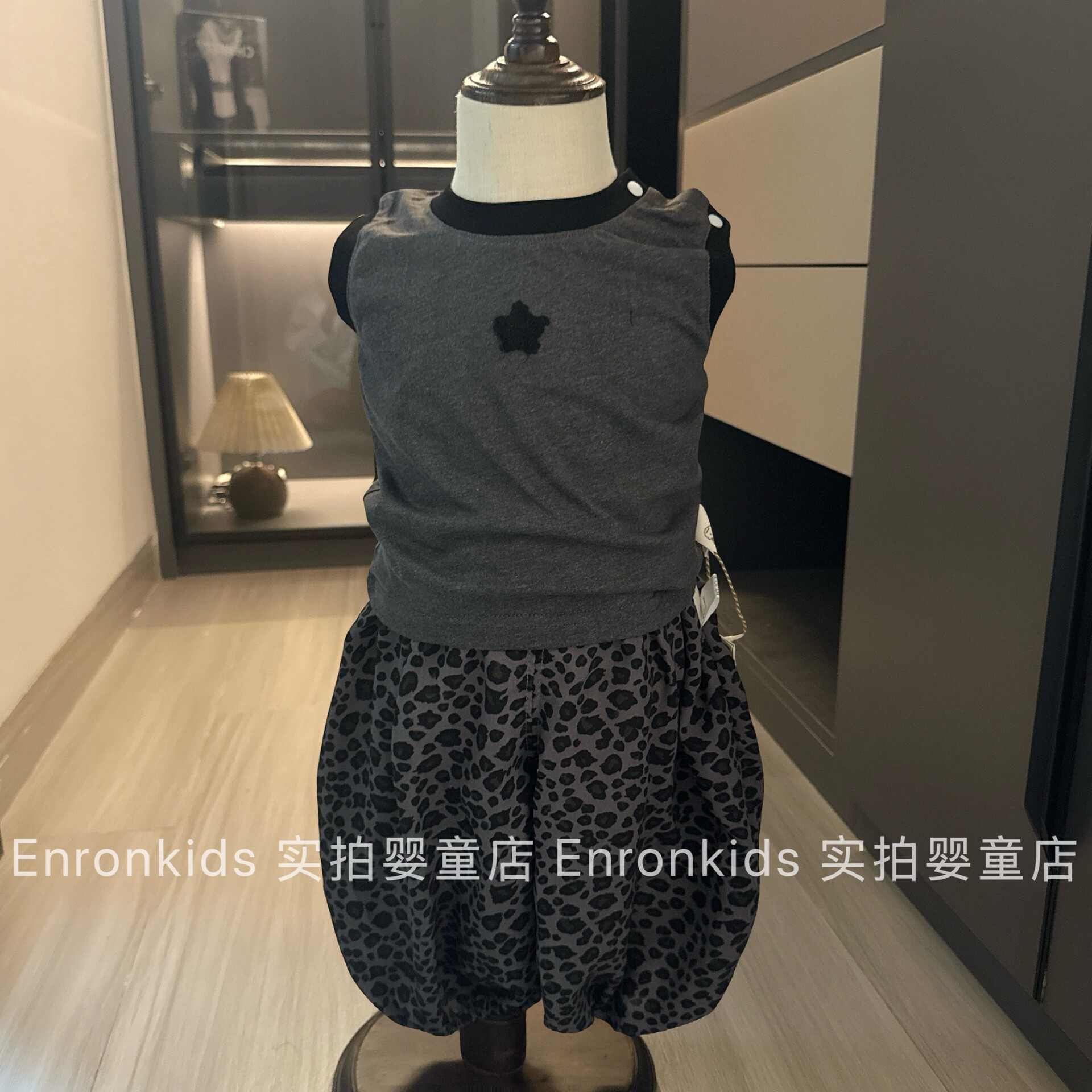 小童夏天痞帅两件套男宝宝星星背心豹纹防蚊裤潮儿童套装男装夏季
