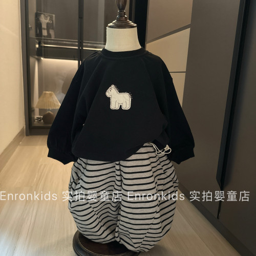秋季男童宽松条纹卫裤简约T恤衫