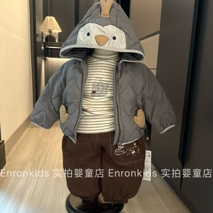 男童秋冬外套羽绒服超萌企鹅婴幼儿男宝宝上衣轻薄连帽羽绒服网红