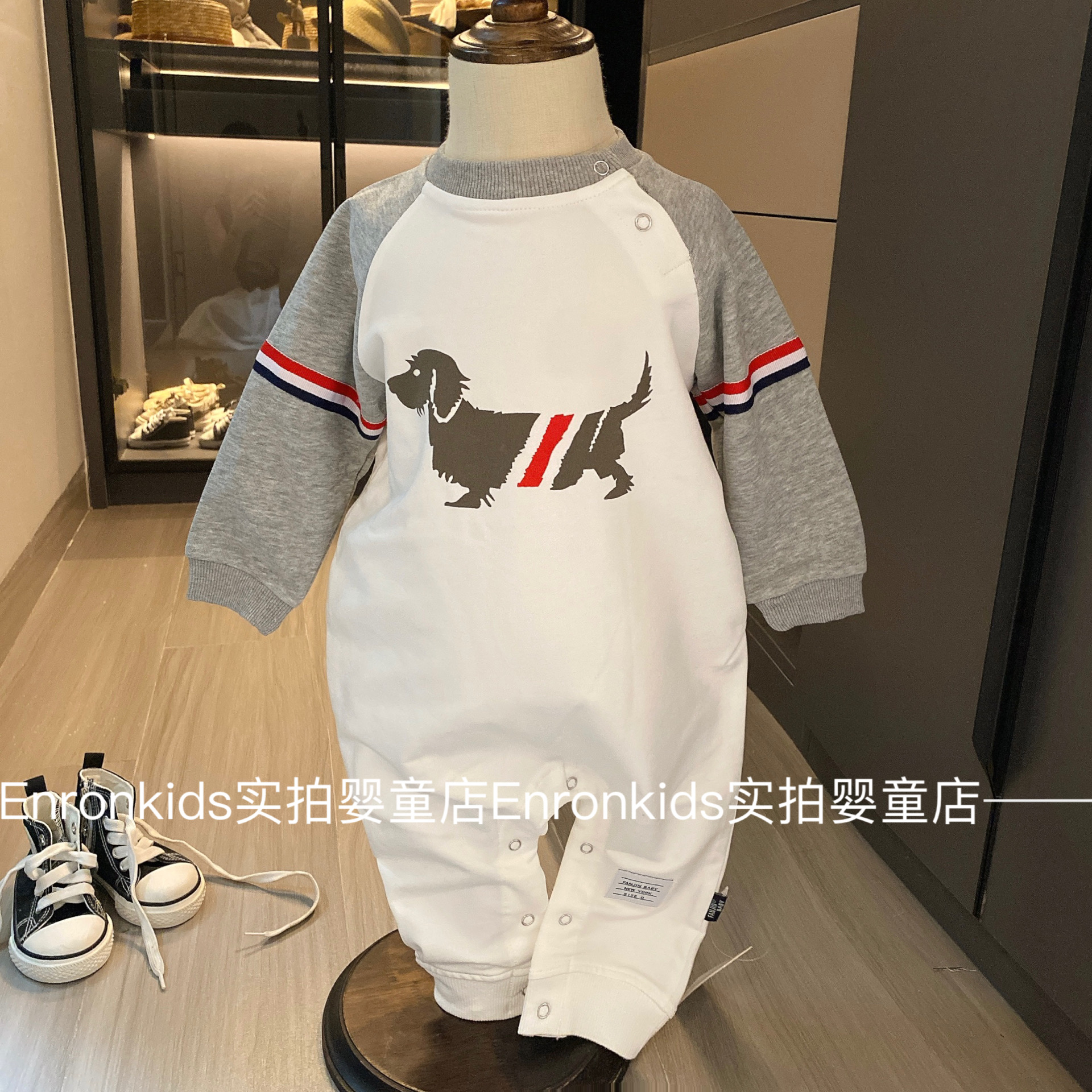 婴儿春秋季纯棉长袖连体衣
