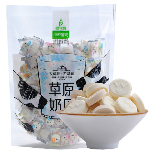 蒙亮草原奶贝 牛奶贝 果味奶酪糖 500g蒙牧情奶片 内蒙古干吃奶片 - 封面