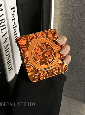 轻调 ins炫酷橙色电镀褶皱一体旋转支架适用于小米MIX Flip2手机壳全包新款MIX限量版flip折叠屏翻盖防摔外壳