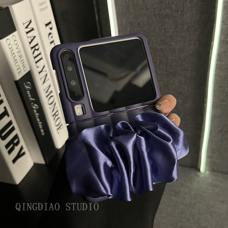 轻调 ins奢华暗紫色罗马柱丝巾腕带适用于华为Pura X手机壳