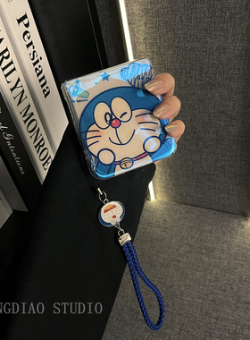 轻调 可爱ins趣味叮当猫蓝色手机链适用于华为Nova Fip S手机壳全包新款HUAWEI折叠屏NovaFlip翻盖防摔保护套