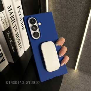 Galaxy Z W25 轻调 23手机壳新款 折叠屏翻盖防摔外壳 极简克莱因蓝肤感推拉支架适用于三星zfold7