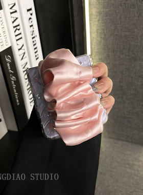 轻调 韩系少女透粉玫瑰褶皱丝巾腕带适用于荣耀MagicVFlip2手机壳新款Magic折叠屏V FLIP防摔肤感翻盖保护套