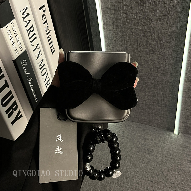 ins日韩风哑光陨石纹蝴蝶结手提适用oppofindn3flip手机壳全包新款oppo折叠屏网红N2+Flip翻盖防摔保护套女