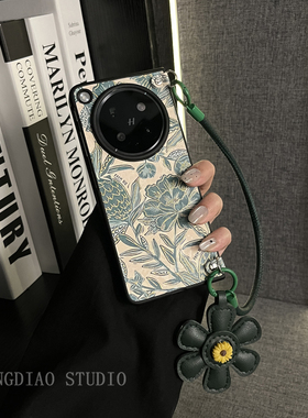 轻调 ins皮质烫金绿色太阳花手提绳适于OPPOFindN6/5手机壳新款折叠屏高级感限量N3创意全包壳防摔简约保护套