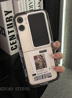 适用oppofindn3flip手机壳小众艺术标签油画新款oppo折叠屏高级感网红N2+Flip翻盖防摔保护套创意小众女款ins