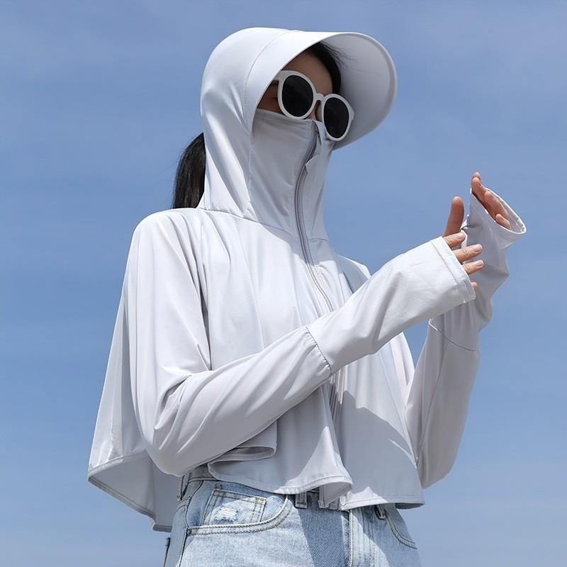 防晒披肩女夏季遮阳骑车开车口罩防紫外线防晒衣面罩护颈全脸一体