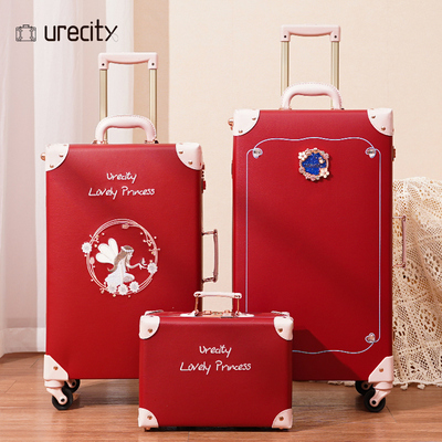 结婚陪嫁红色陪嫁箱密码箱皮箱