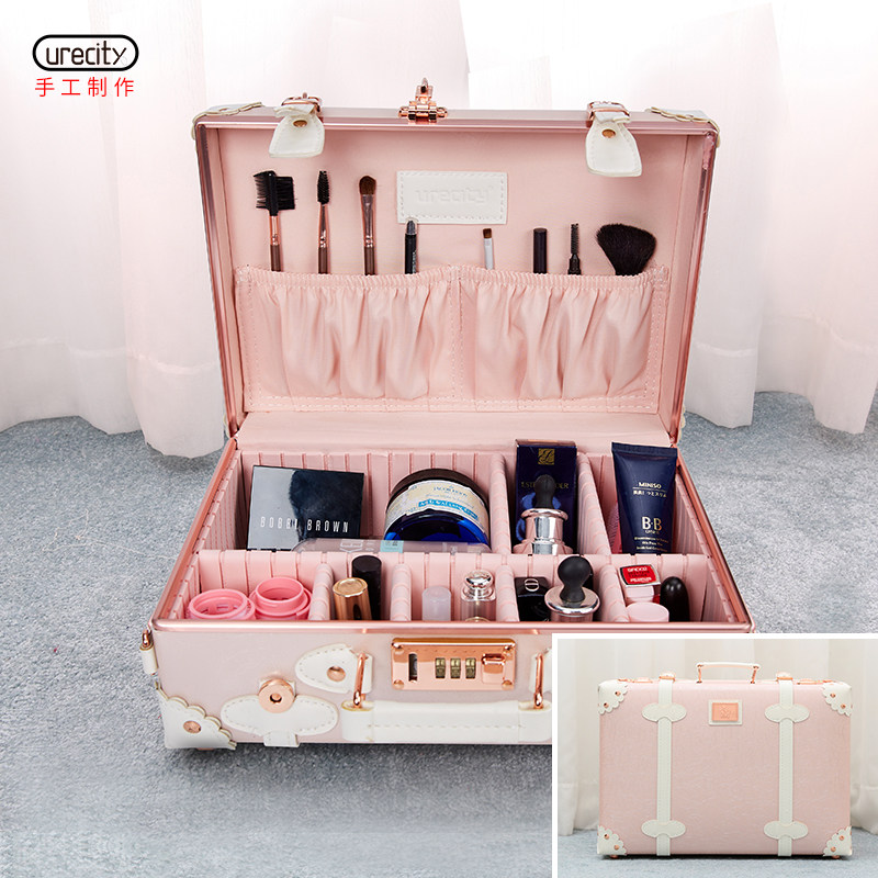 urecity网红密码化妆箱便携大容量多功能化妆品收纳跟妆箱化妆包