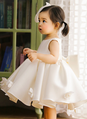 女童周岁宴女宝宝夏季抓周儿童生日主持人洋气公主裙花童高端婚礼