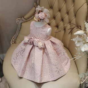 高定主持人礼服女童轻奢花童婚礼小女孩生日公主裙高级钢琴表演服