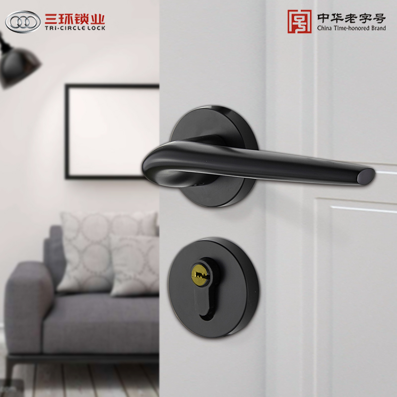 静音室内分体门锁三环