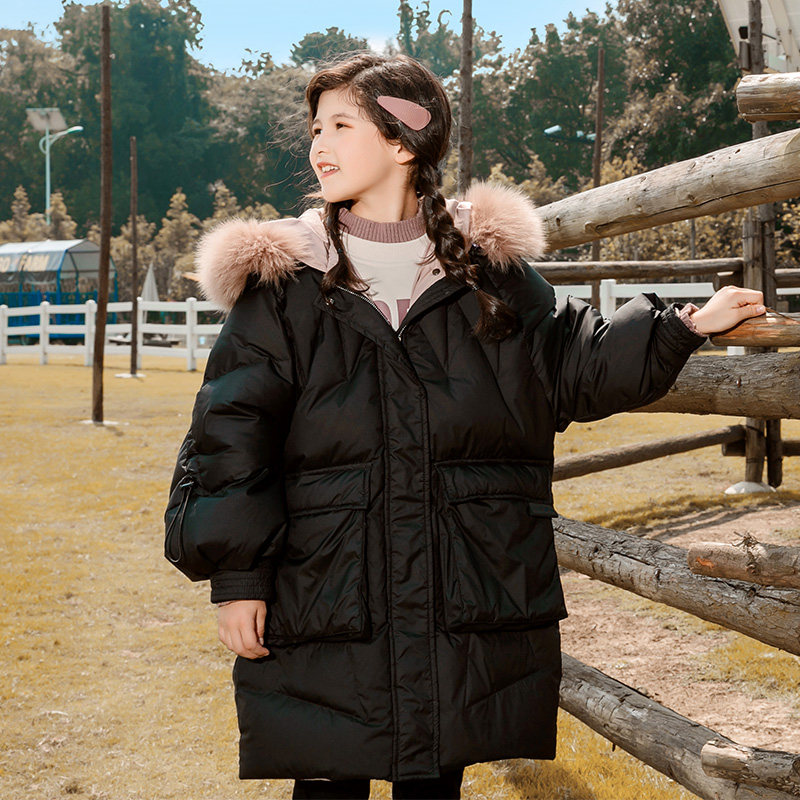 女童羽绒服2025冬装新款中长款儿童洋气90白鸭绒加厚免洗外套