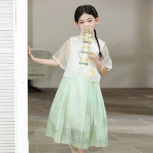新款 女童汉服套装 中国风儿童古风裙 夏季 旗袍新中式 唐装 中国风童装