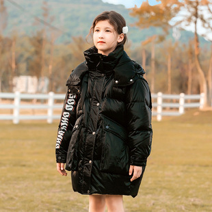 女童羽绒服冬季2025新款洋气90白鸭绒儿童中长款中大童加厚外套潮